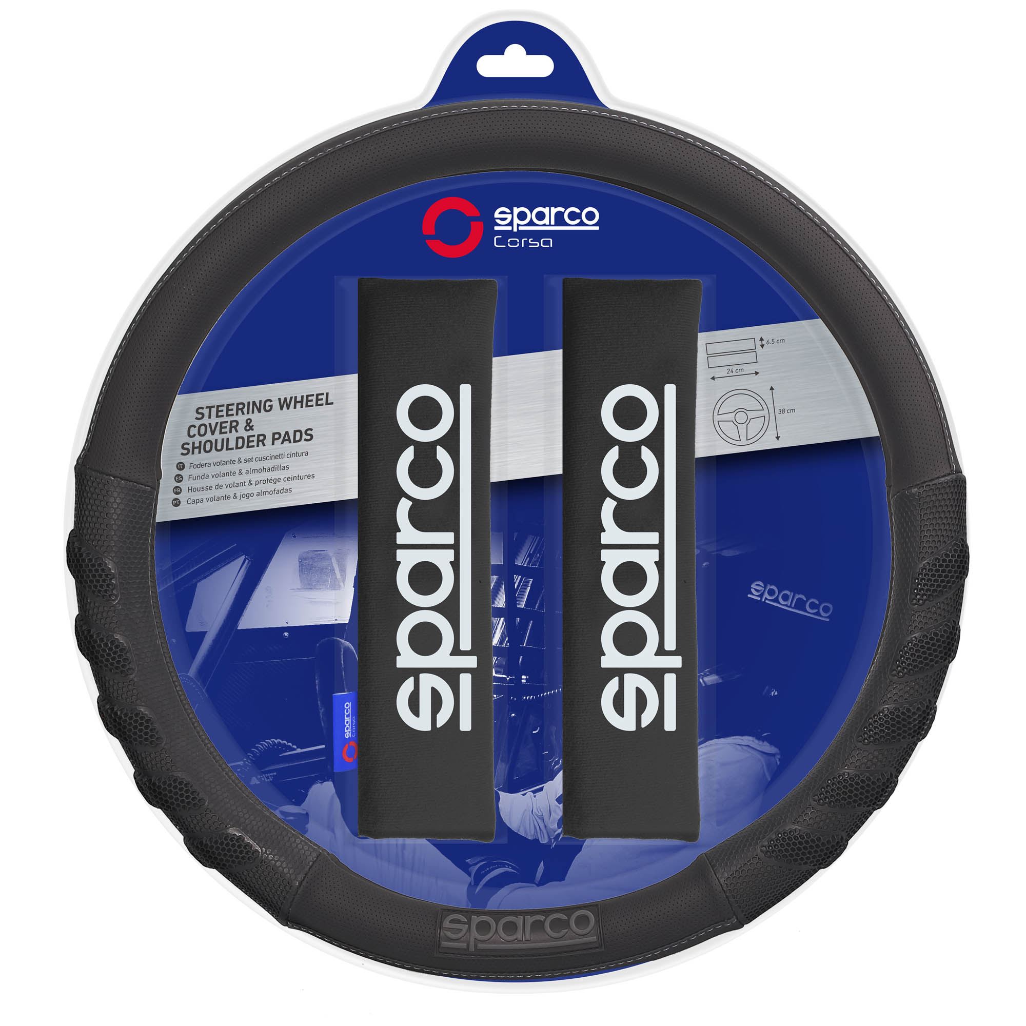 CUBRE VOLANTE + CUBRE CINTURÓN SPARCO NEGRO SPS107BK_C